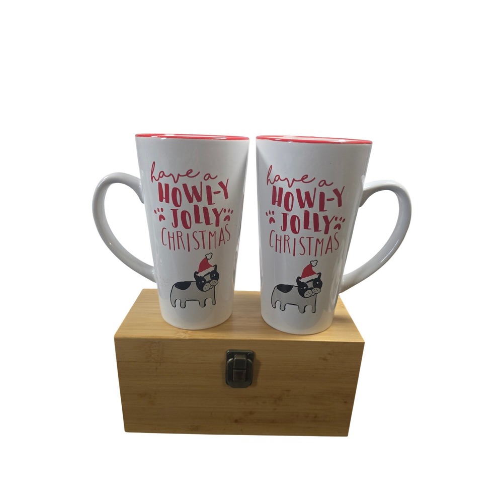 Christmas‎ French Bulldog Latte Mugs Set of 2 Howly Jolly Christmas Dog Lover